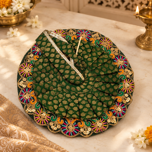 Green Embroidered Laddu Gopal Poshak