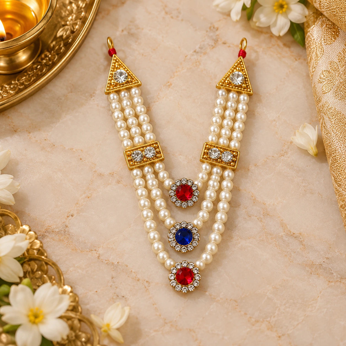 Triveni Pearl Mala for Laddu Gopal
