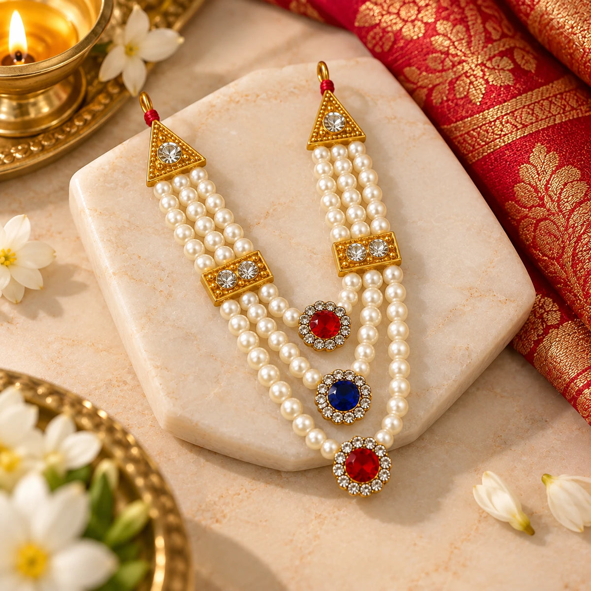 Triveni Pearl Mala for Laddu Gopal