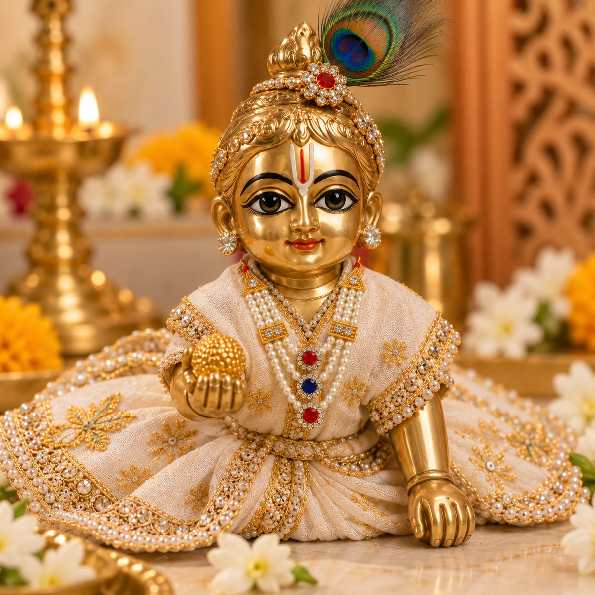 Triveni Pearl Mala for Laddu Gopal