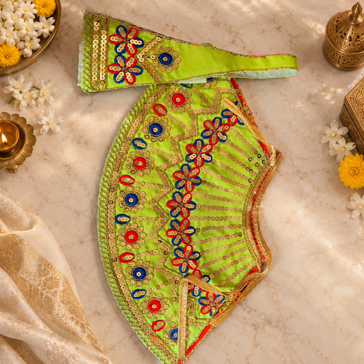 Mata Rani Embroidered Poshak Brindabani Design