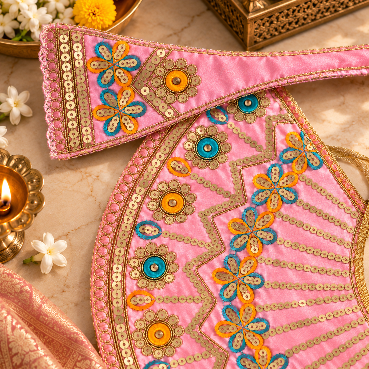 Mata Rani Embroidered Poshak Brindabani Design