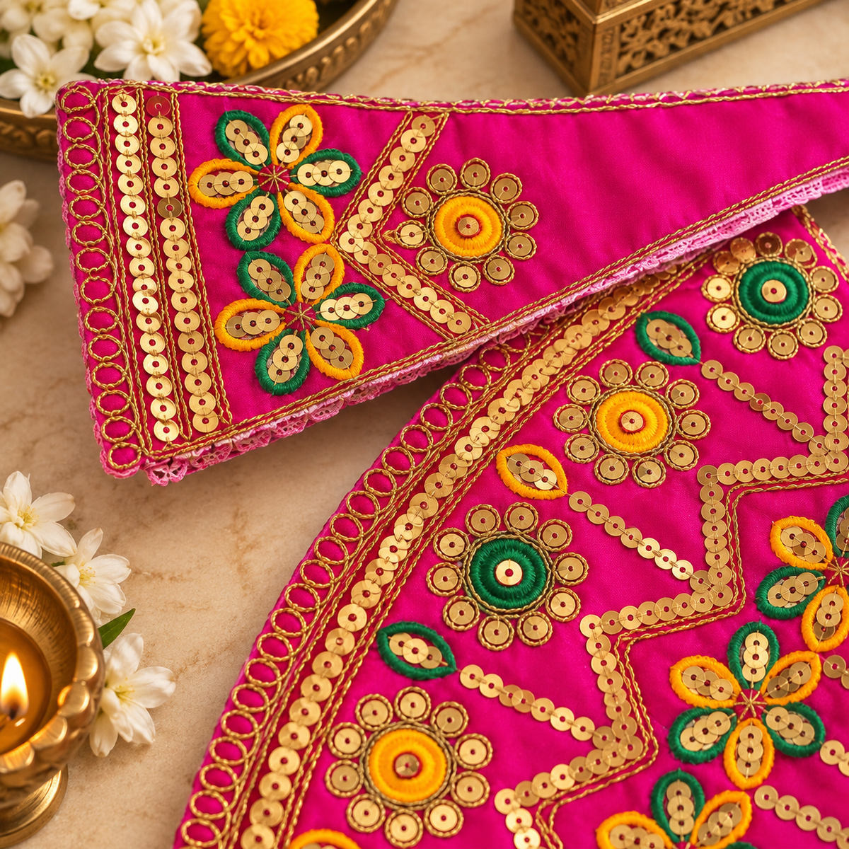 Mata Rani Embroidered Poshak Brindabani Design
