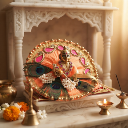 Peacock Feather Kundan Poshak for Laddu Gopal Ji
