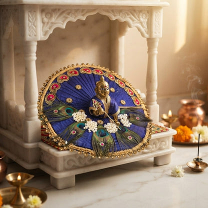 Peacock Feather Kundan Poshak for Laddu Gopal Ji