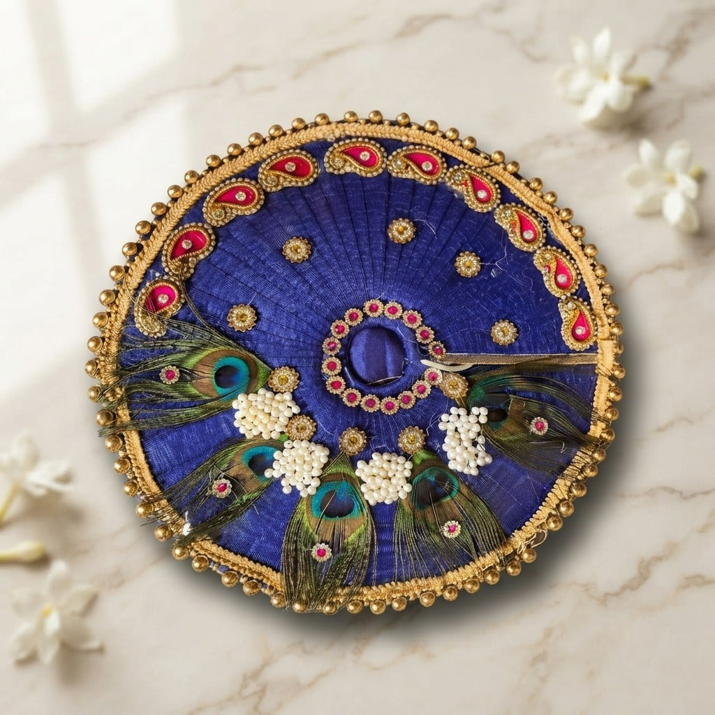 Peacock Feather Kundan Poshak for Laddu Gopal Ji